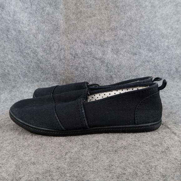 Casual Shoes Womens 6 7 Slip On Loafer Flats Sneakers Comfort Canvas Black - Picture 5 of 12